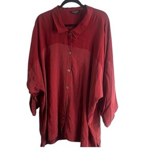 Citron burgundy button down Red Oversized Blouse size  3X